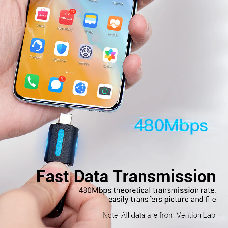 Vention USB-C Male to USB 2.0 Female OTG Adapter Black PVC Type - Image 7