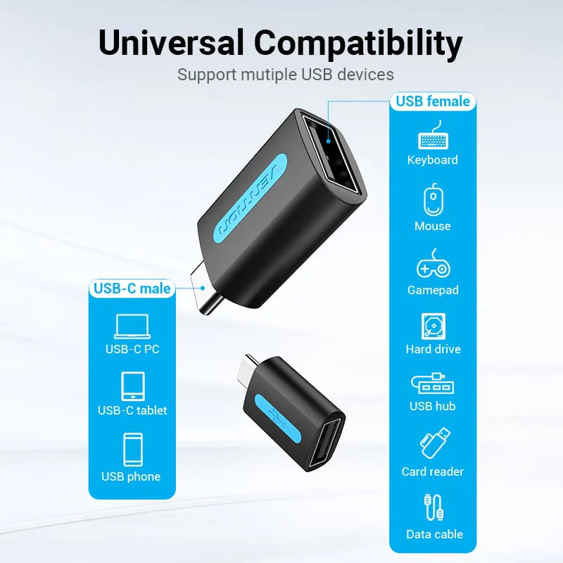 Vention USB-C Male to USB 2.0 Female OTG Adapter Black PVC Type - Image 9