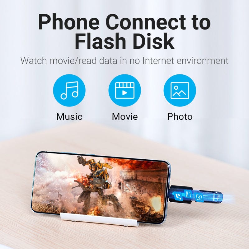 Vention USB-C Male to USB 3.0 Female OTG Adapter Black PVC Type - Image 3