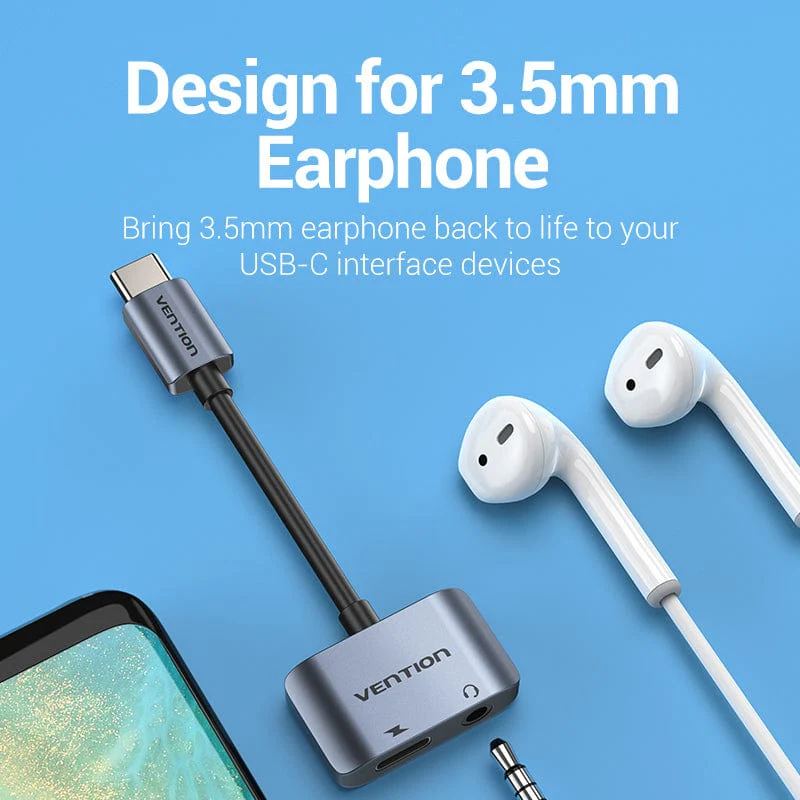 Vention USB-C Male to 3.5mm Female Audio Adapter with Fast Charging Port - Image 6
