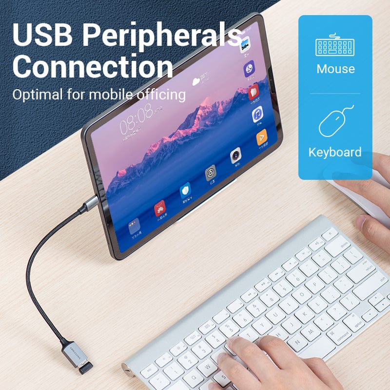 Vention USB 3.0 C Male to A Female OTG Cable 0.15M Gray Aluminum Alloy Type - Image 4