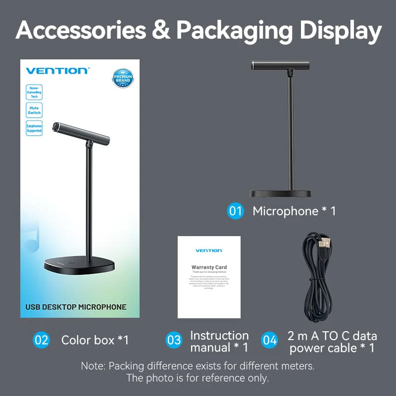 Vention USB Desktop Microphone with Mute Button Black - Image 15