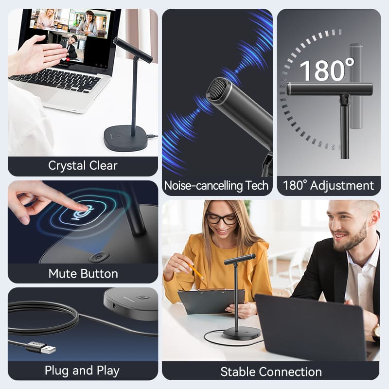 Vention USB Desktop Microphone with Mute Button Black - Image 3