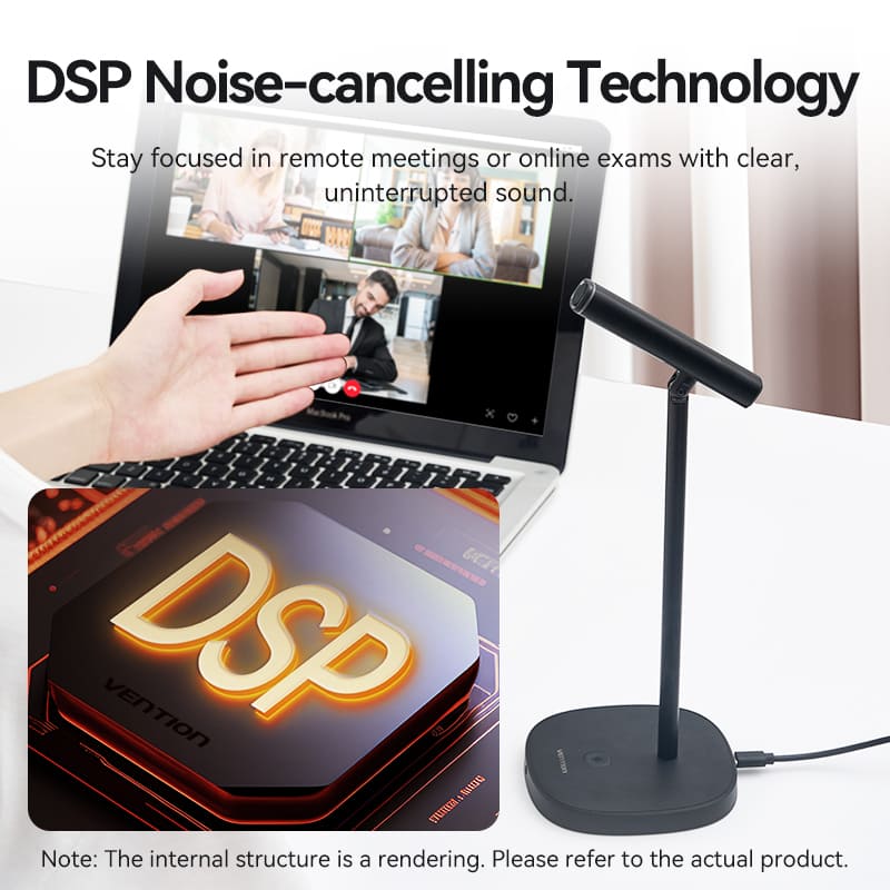 Vention USB Desktop Microphone with Mute Button Black - Image 4