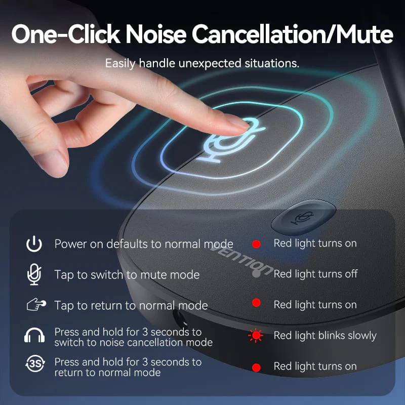 Vention USB Desktop Microphone with Mute Button Black - Image 6