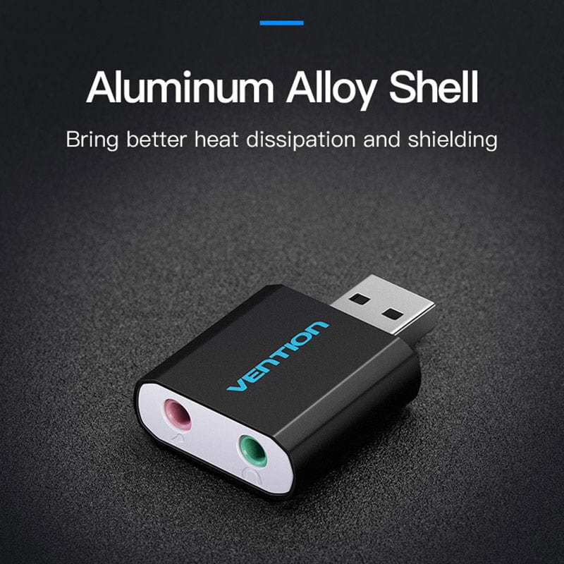 Vention USB External Sound Card Black Metal Type - Image 3