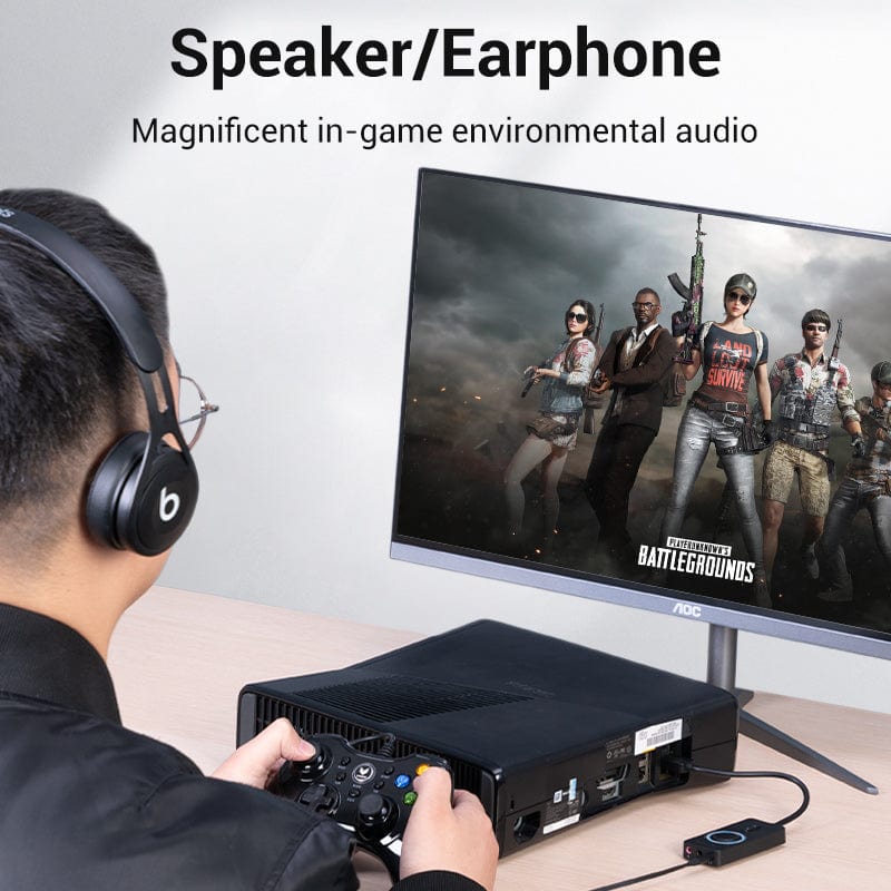 Vention USB 2.0 External Stereo Sound Adapter with Volume Control 0.15M Black ABS Type - Image 6