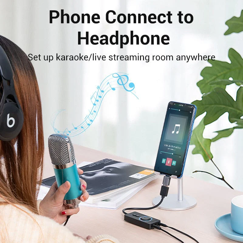 Vention USB 2.0 External Stereo Sound Adapter with Volume Control 0.15M Black ABS Type - Image 9