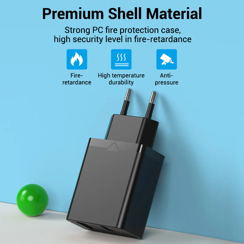 Vention 1-Port USB Wall Charger 22.5W EU-Plug - Image 9