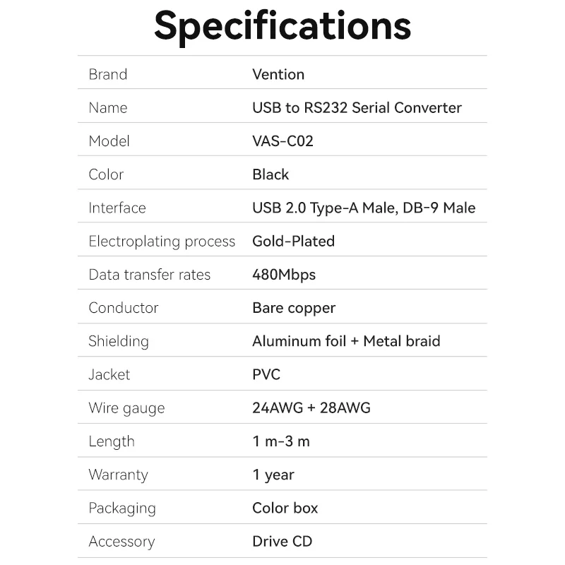 Vention USB to RS232 Serial Adapter Black - Image 9
