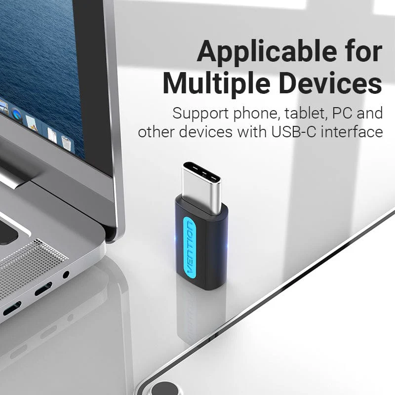 Vention USB-C Male to Micro USB 2.0 B Female Adapter Black PVC Type - Image 5