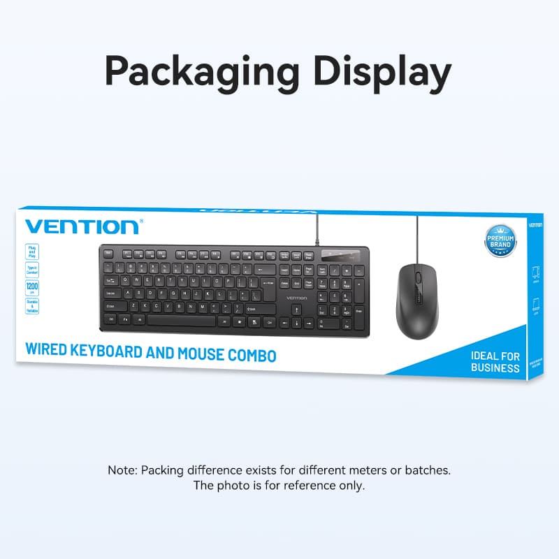 Vention USB Wired Full-Sized Keyboard and Mouse Combo Black Slim Type - US English Layout - Image 14