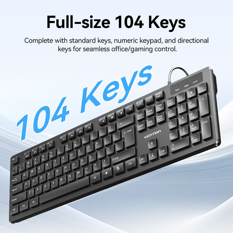 Vention USB Wired Full-Sized Keyboard and Mouse Combo Black Slim Type - US English Layout - Image 5