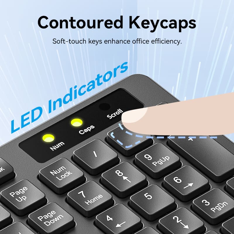 Vention USB Wired Full-Sized Keyboard and Mouse Combo Black Slim Type - US English Layout - Image 7