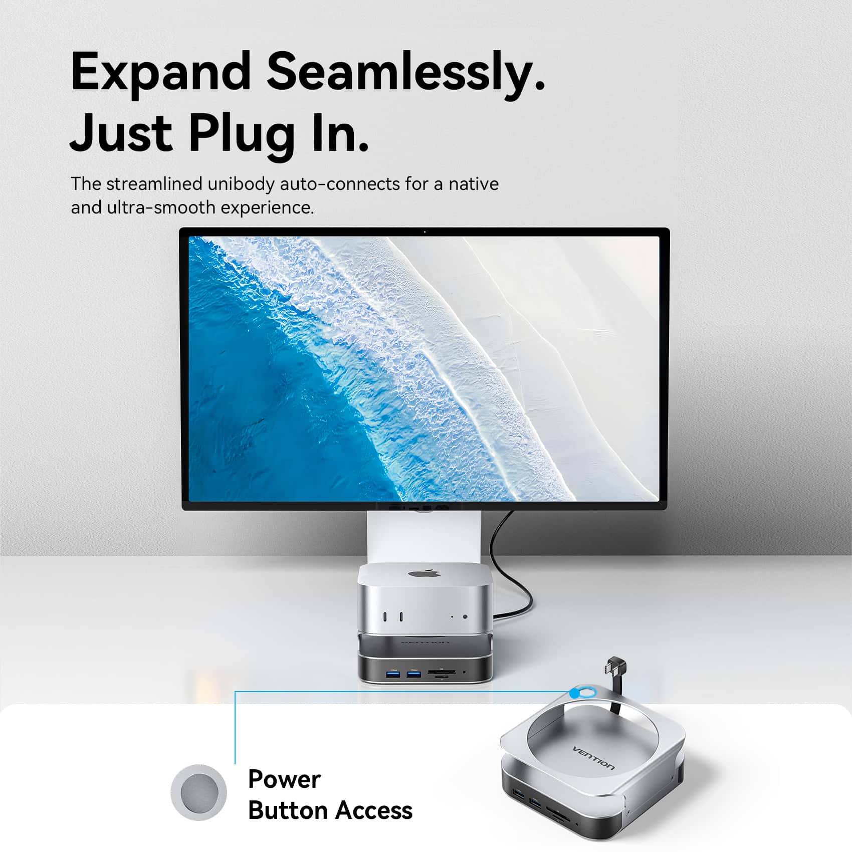 Vention 10-in-1 USB-C Mac mini Docking Station - Image 4