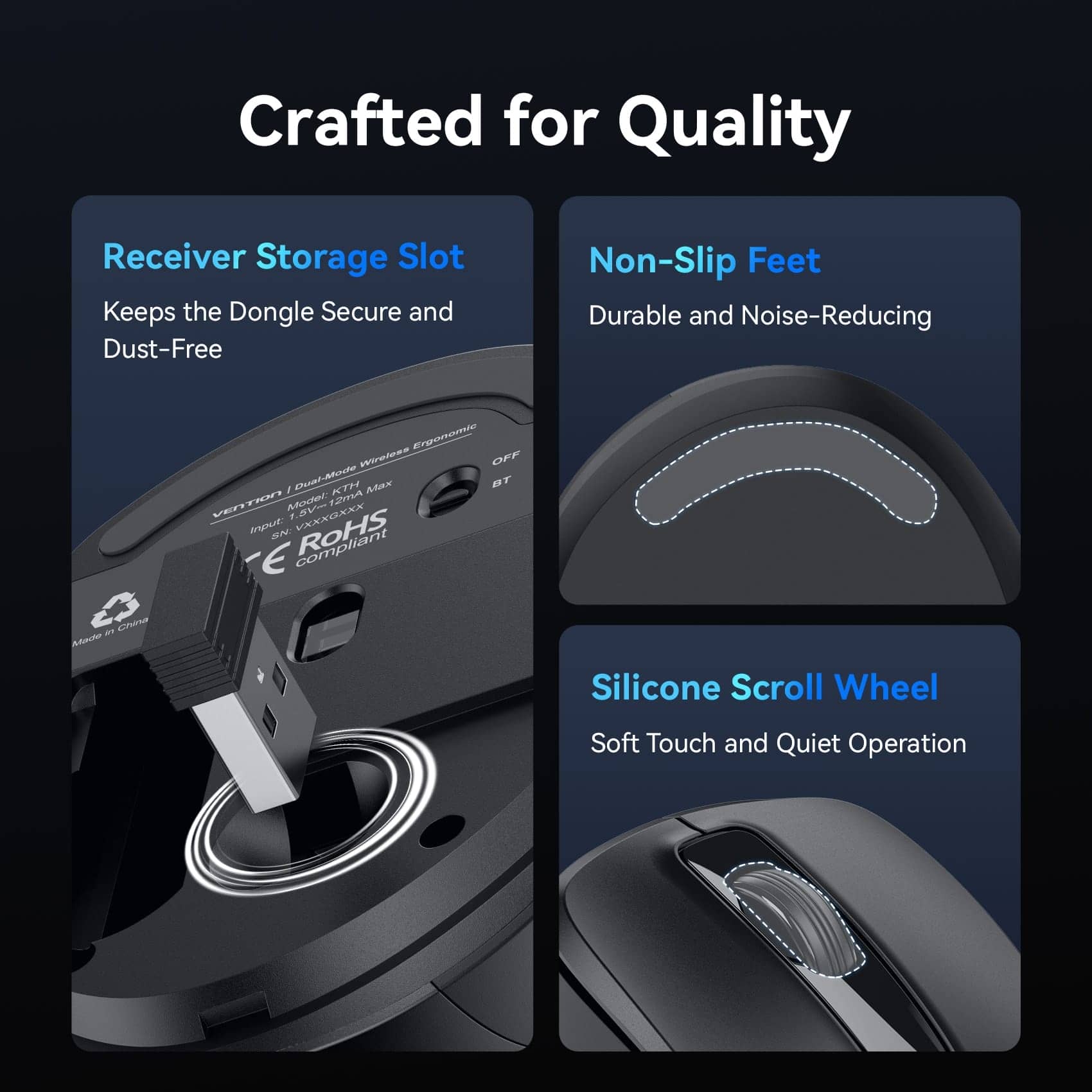 Vention 2.4G Wireless Ergonomic Mouse - Image 10
