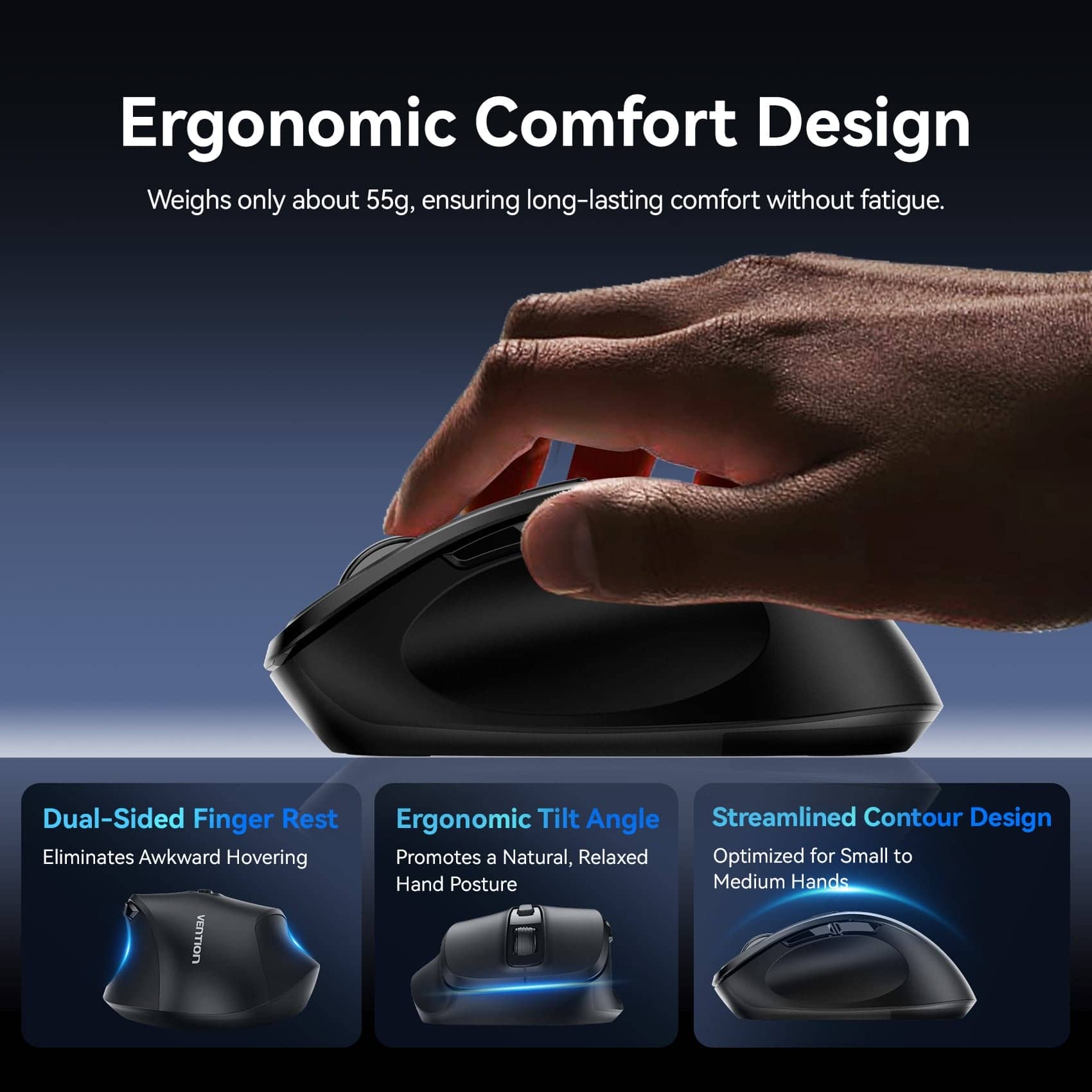 Vention 2.4G Wireless Ergonomic Mouse - Image 5