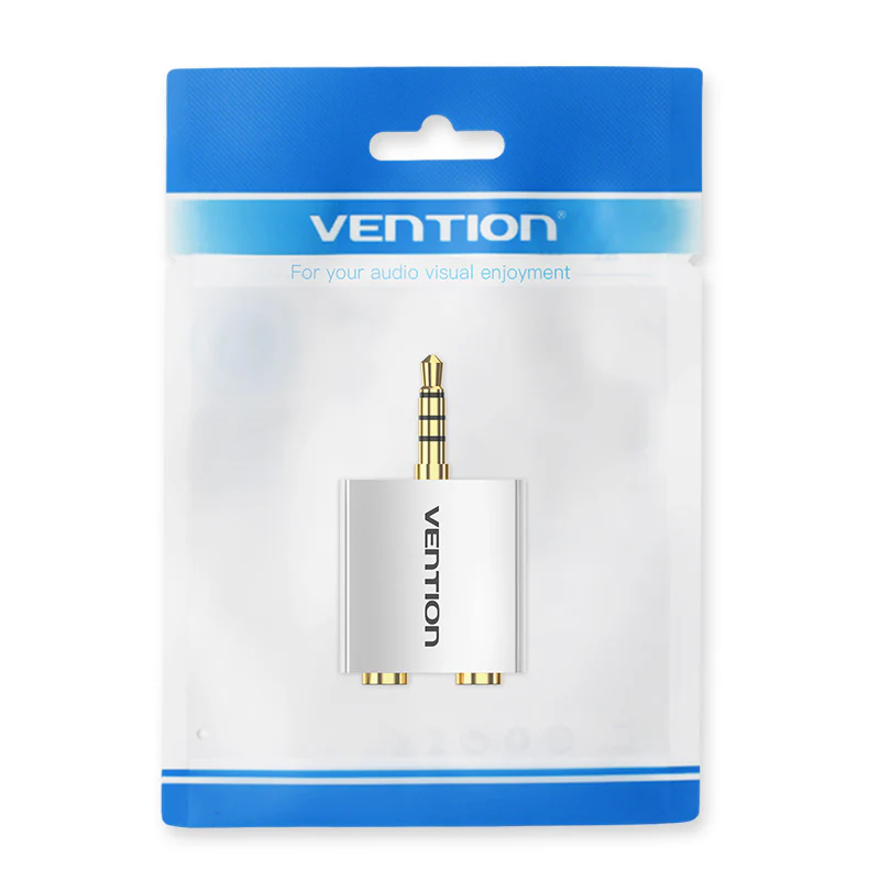 Vention 4 Pole 3.5mm Male to 2*3.5mm Female Audio Adapter Silvery Metal Type - Image 12