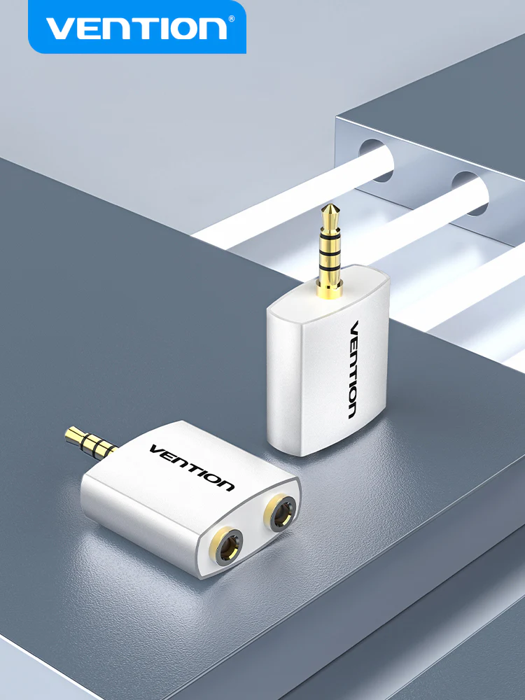 Vention 4 Pole 3.5mm Male to 2*3.5mm Female Audio Adapter Silvery Metal Type - Image 13