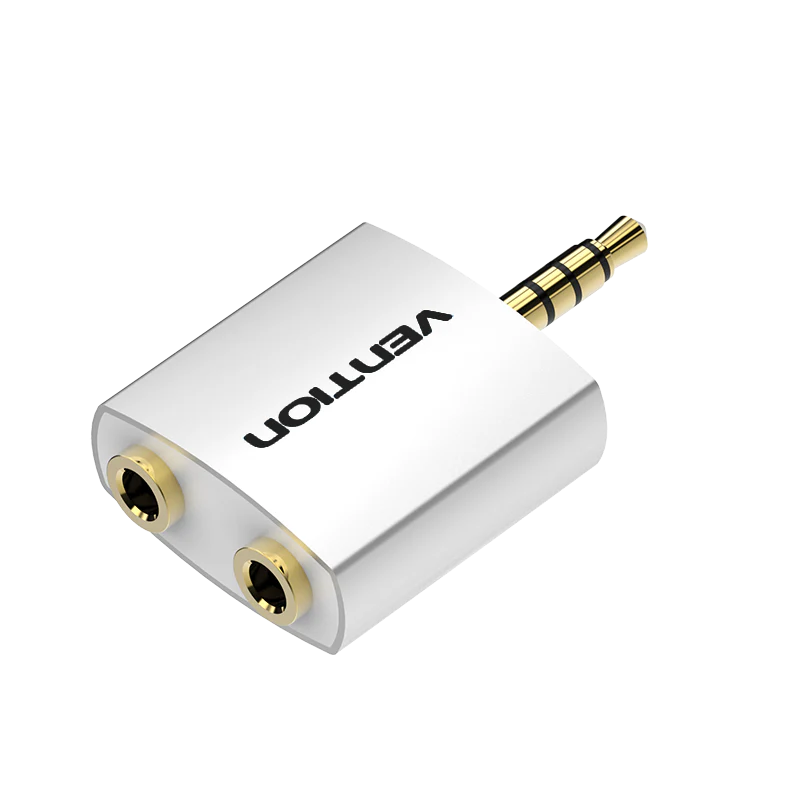 Vention 4 Pole 3.5mm Male to 2*3.5mm Female Audio Adapter Silvery Metal Type - Image 14