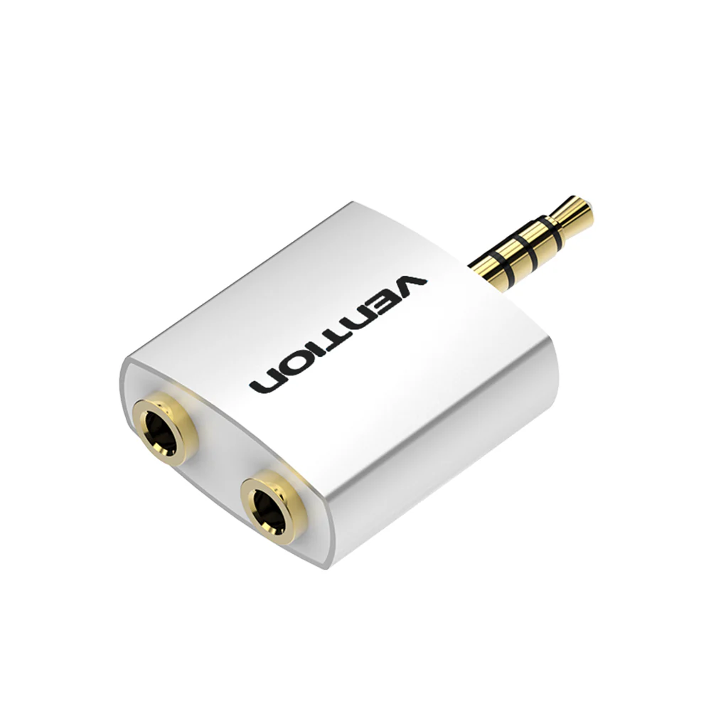 Vention 4 Pole 3.5mm Male to 2*3.5mm Female Audio Adapter Silvery Metal Type - Image 15