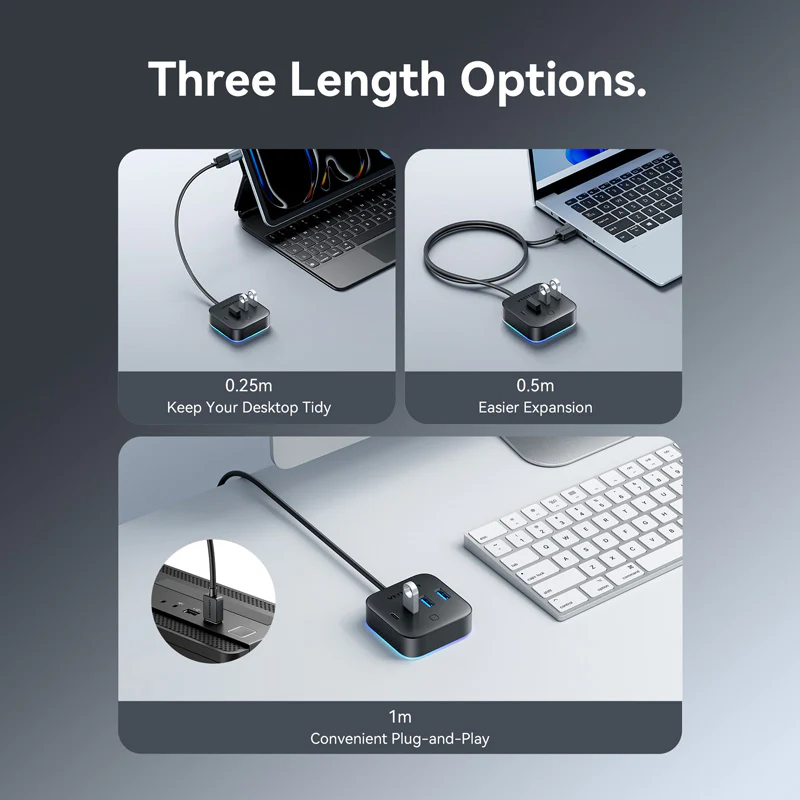 Vention USB 3.0 to USB 3.2 Gen 1 Type-C/USB 3.0*3/USB-C Desk Hub Black - Image 10