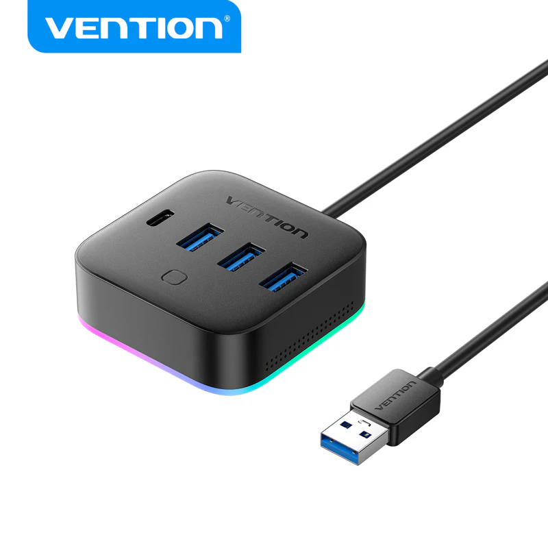 Vention USB 3.0 to USB 3.2 Gen 1 Type-C/USB 3.0*3/USB-C Desk Hub Black - Image 14