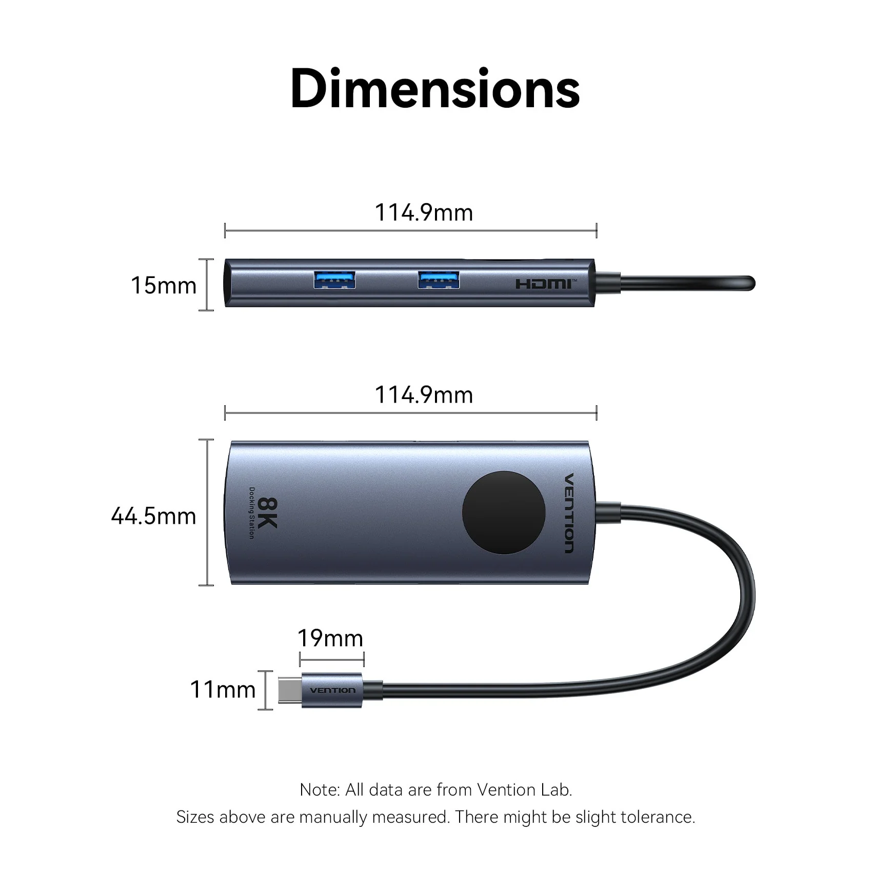 Vention 5-in-1 USB-C 8K Docking Station with LED Display - Image 13