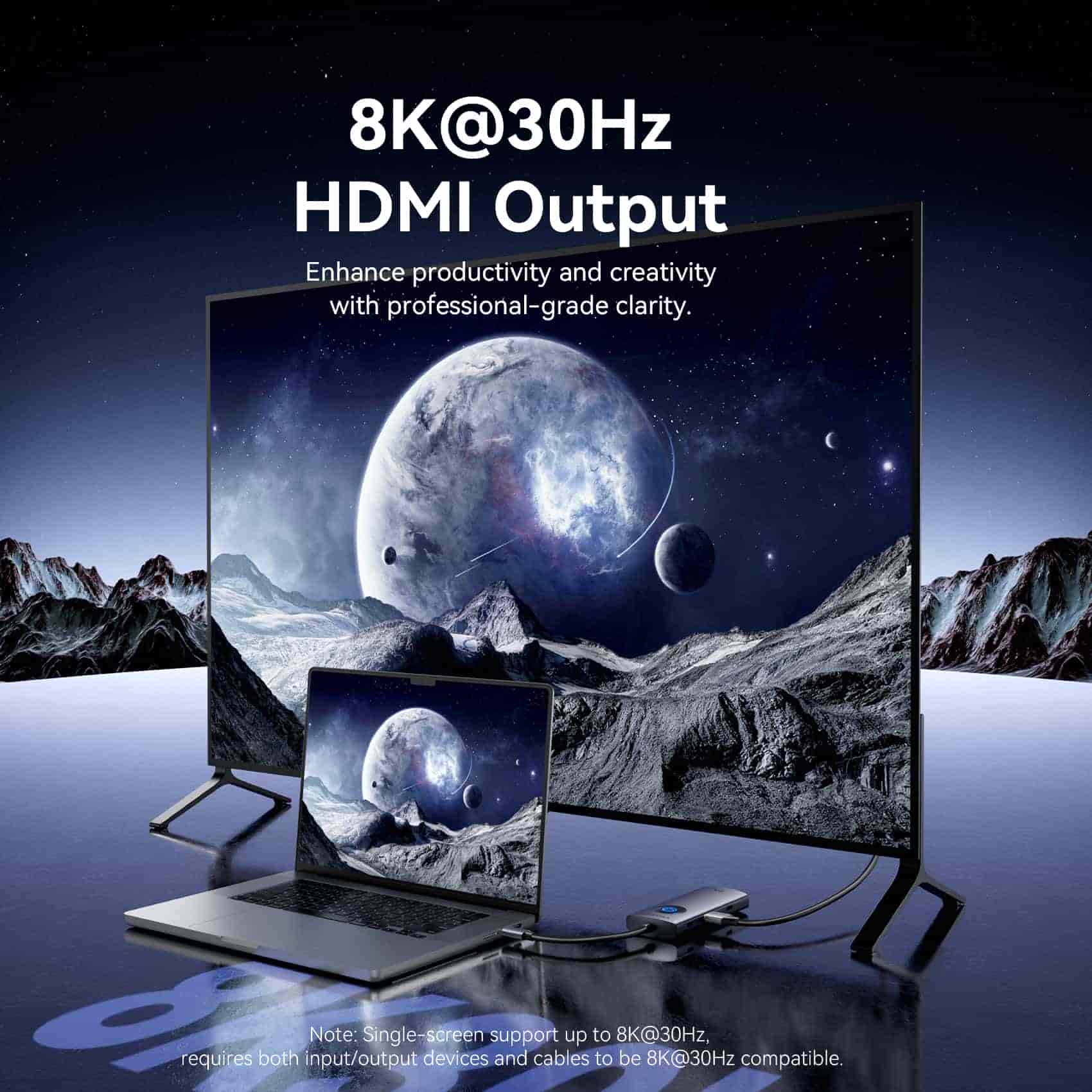 Vention 5-in-1 USB-C 8K Docking Station with LED Display - Image 4