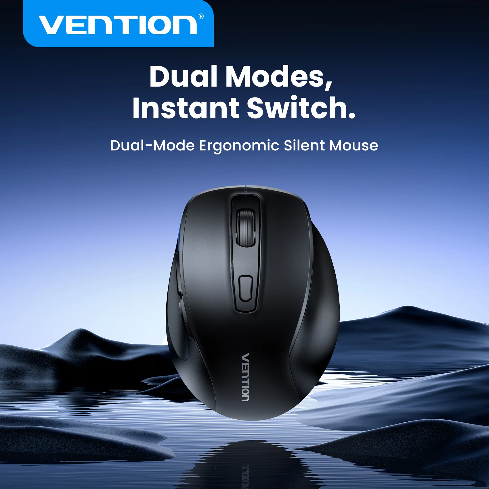 Vention 6-Button 2.4GHz + Bluetooth 5.1 Wireless Ergonomic Mouse Black Silent Type - Image 17