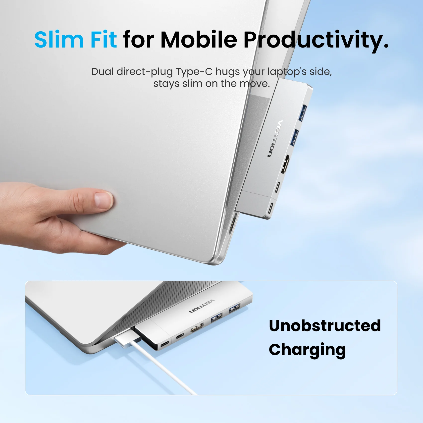 Vention 6-in-2 USB-C Plug-in Docking Station - Image 5