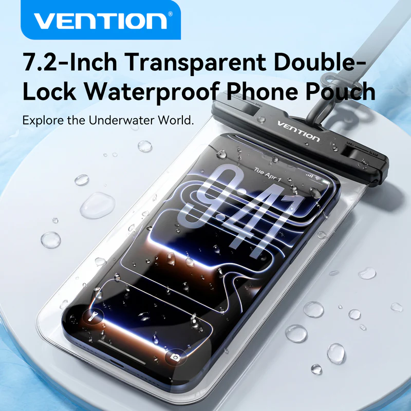 Vention 7.2-Inch Floating Shockproof Airbag Waterproof Phone Pouch with Lock Seal Black - Image 14
