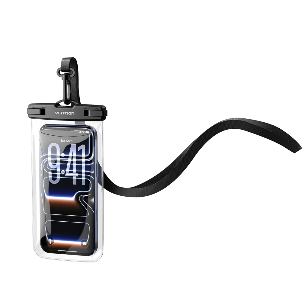 Vention 7.2-Inch Floating Shockproof Airbag Waterproof Phone Pouch with Lock Seal Black - Image 15