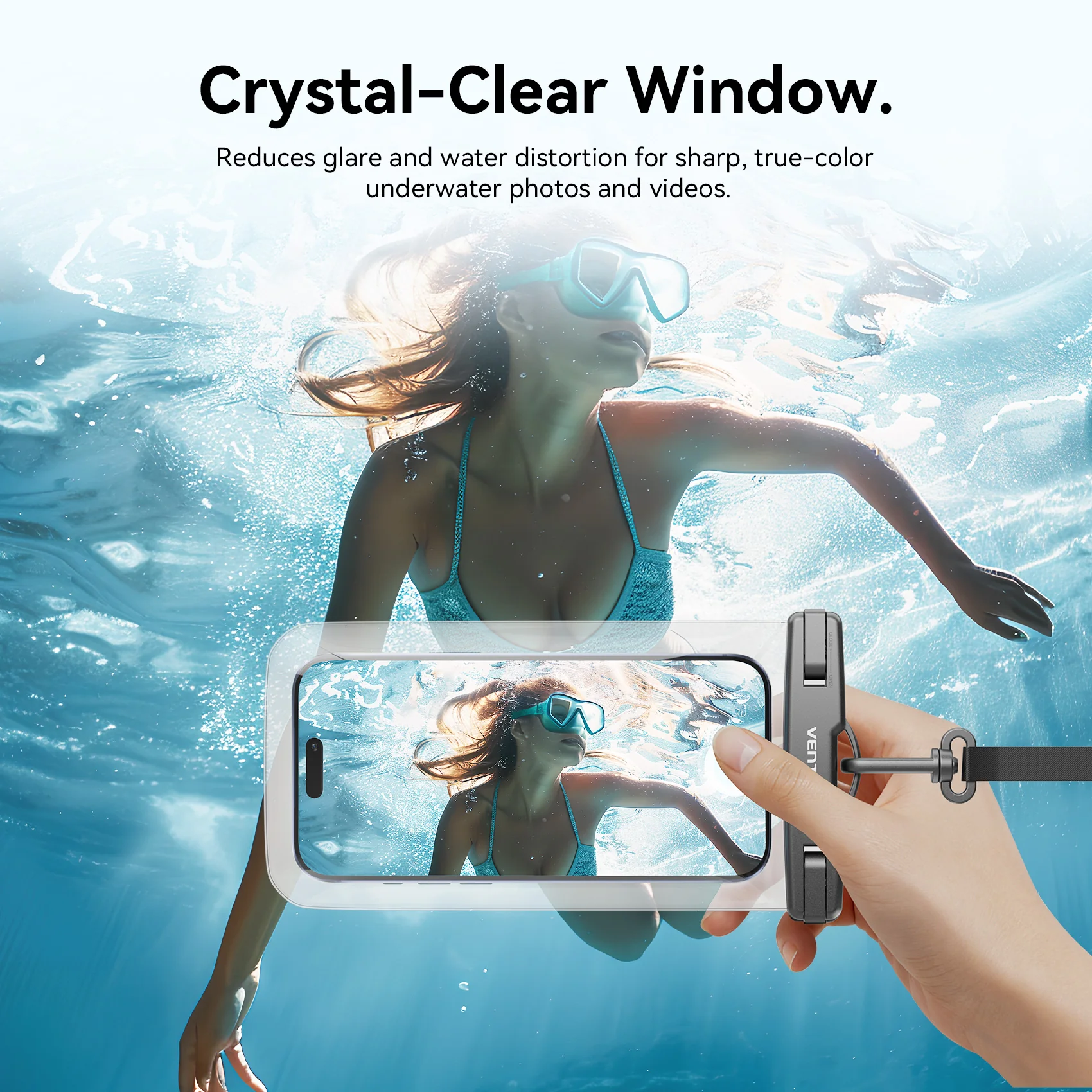 Vention 7.2-Inch Floating Shockproof Airbag Waterproof Phone Pouch with Lock Seal Black - Image 7