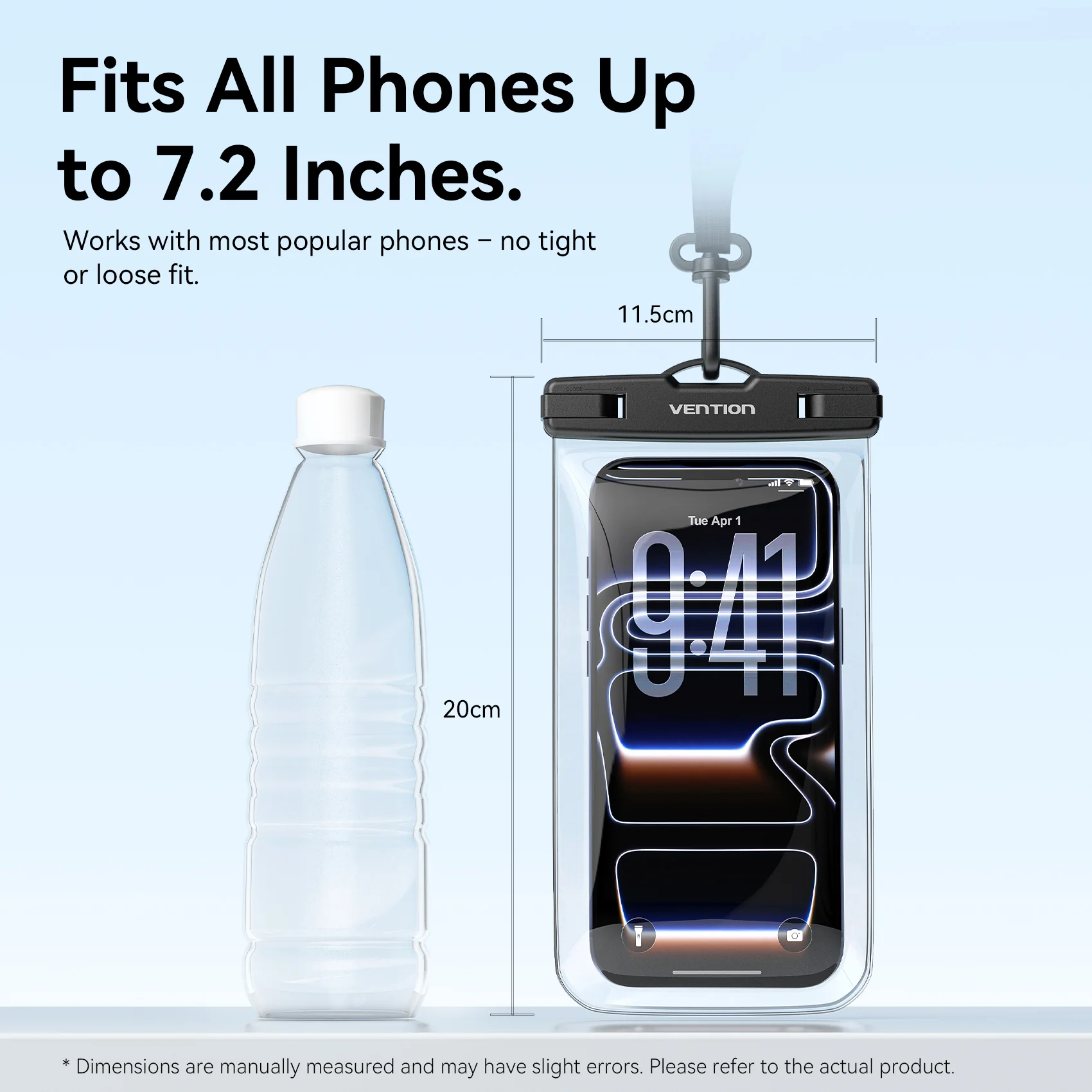 Vention 7.2-Inch Floating Shockproof Airbag Waterproof Phone Pouch with Lock Seal Black - Image 8