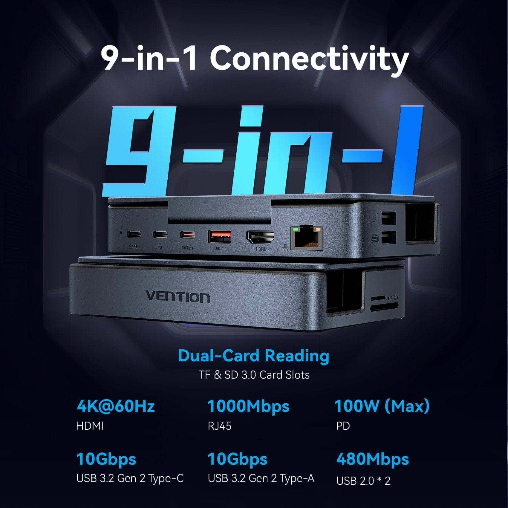 Vention 9-in-1 USB-C Gaming Docking Station - Image 3