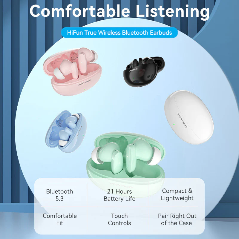 Vention Bluetooth 5.3 Earphones TWS True Wireless Earbuds - Image 7