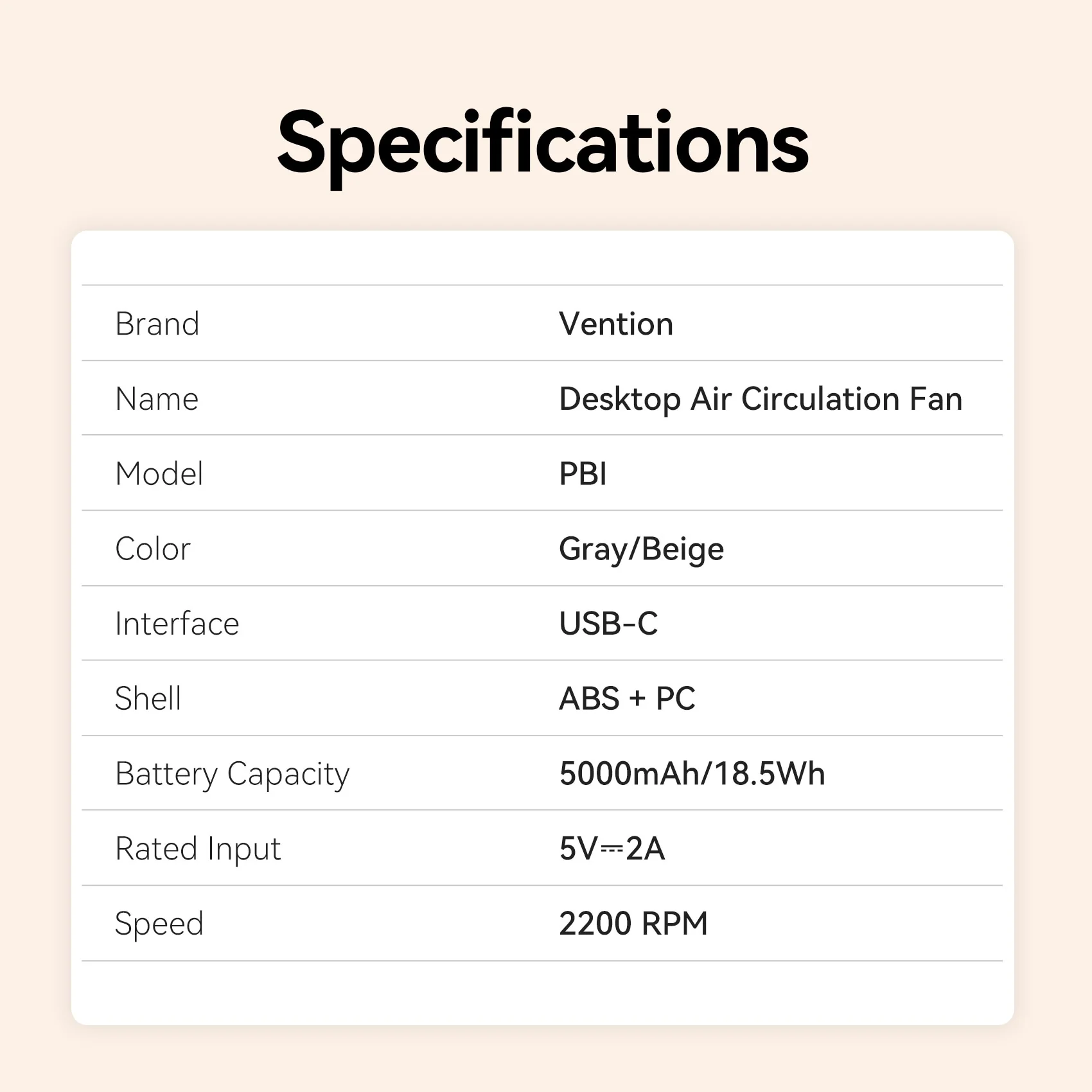 Vention Desktop Air Circulation Fan - Image 12