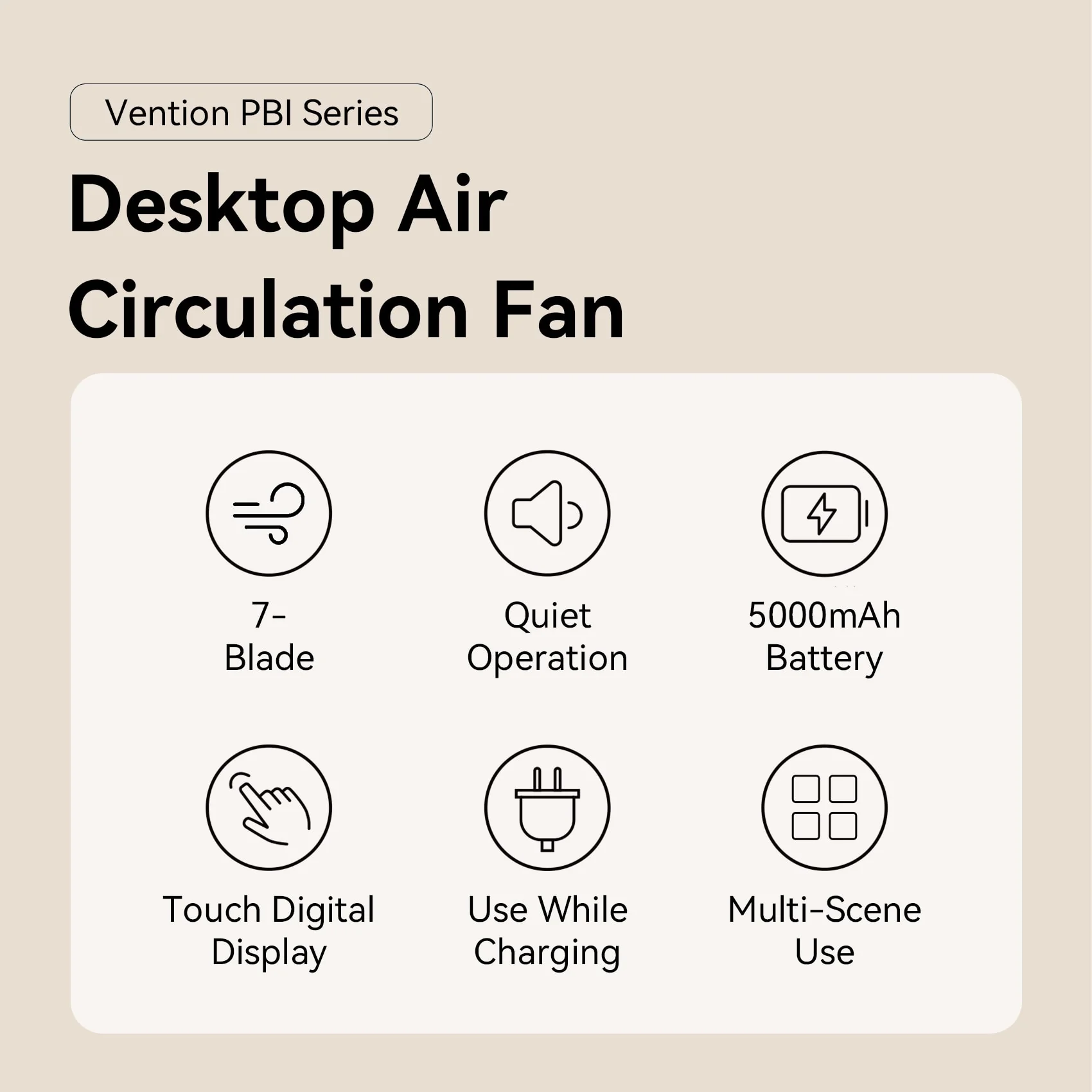 Vention Desktop Air Circulation Fan - Image 4