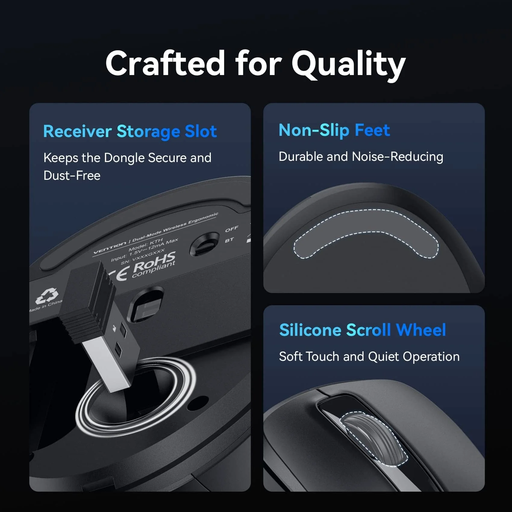 Vention Dual-Mode Wireless Ergonomic Mouse - Image 10