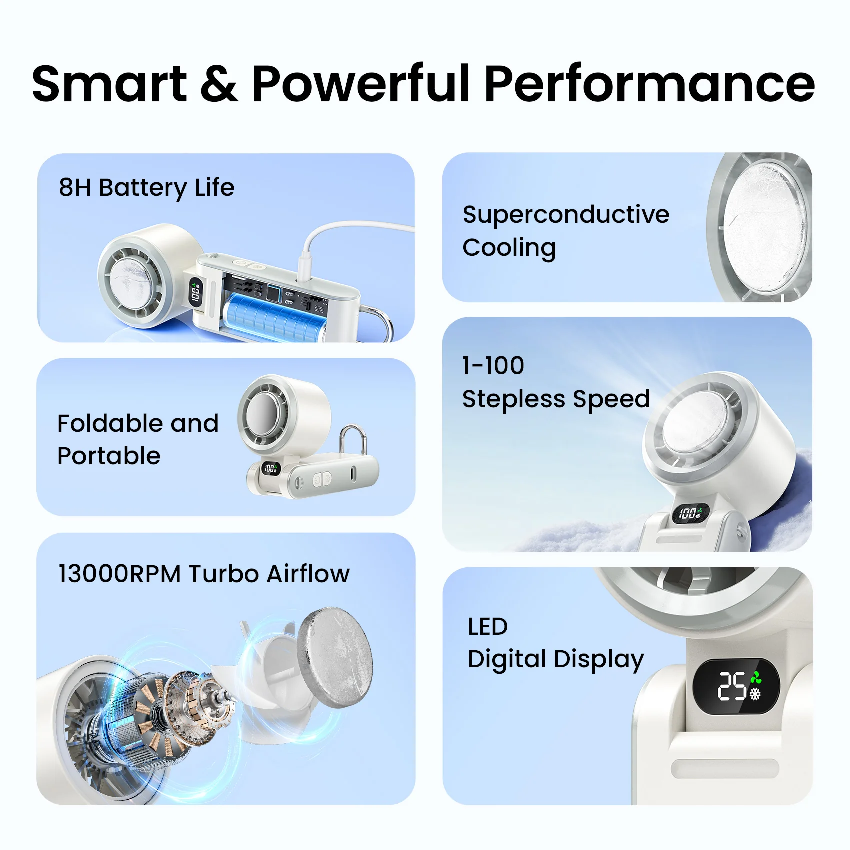 Vention Handheld Foldable High-Speed Cooling Fan - Image 3