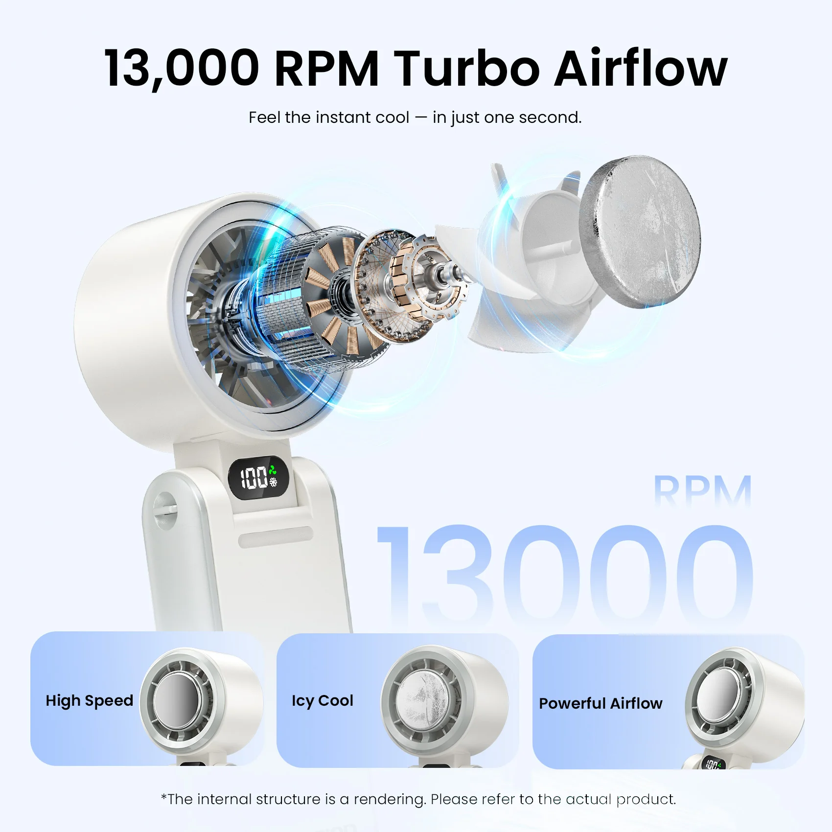 Vention Handheld Foldable High-Speed Cooling Fan - Image 5