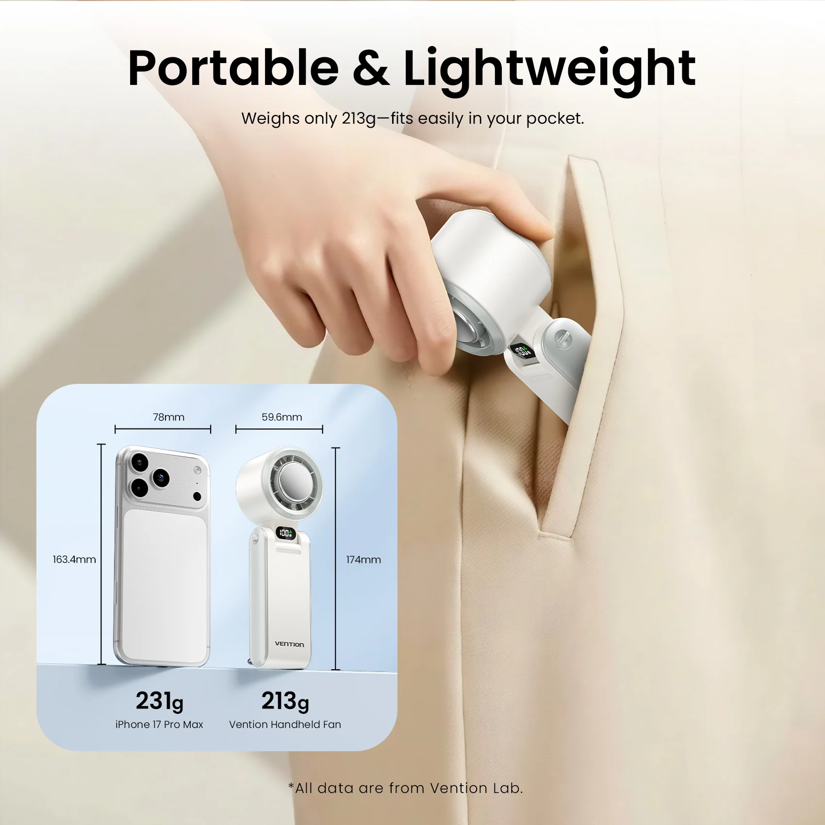 Vention Handheld Foldable High-Speed Cooling Fan - Image 9