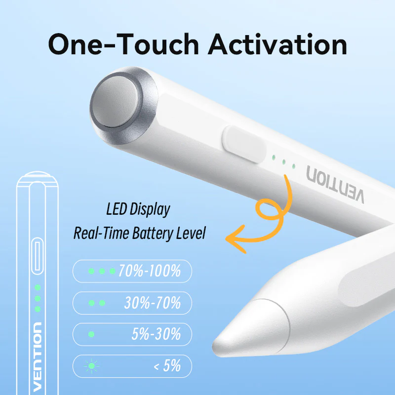 Vention Stylus Pen for iPad with Palm Rejection & Touch Switch White - Image 12