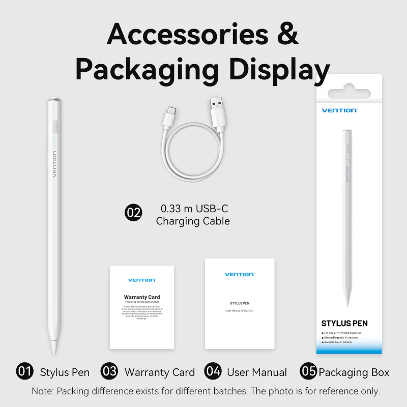 Vention Stylus Pen for iPad with Palm Rejection & Touch Switch White - Image 15