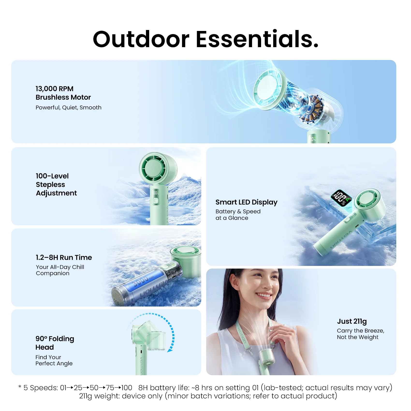 Vention Ultra-Light Foldable Handheld Fan - Image 5