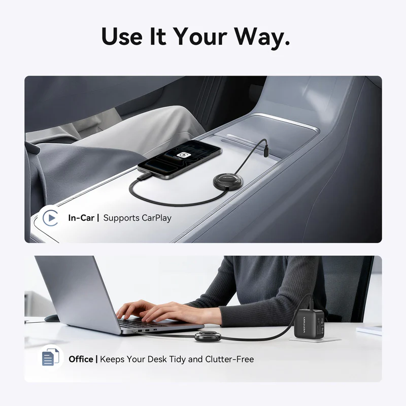 Vention USB 2.0 Type-C Male to Type-C Male 5A Retractable Cable 1M Black - Image 11