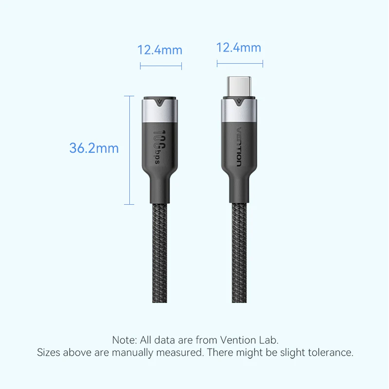 Vention USB 3.2 Gen2 C Male to C Female 10Gbps Extension Cable Aluminum Alloy Type - Image 12
