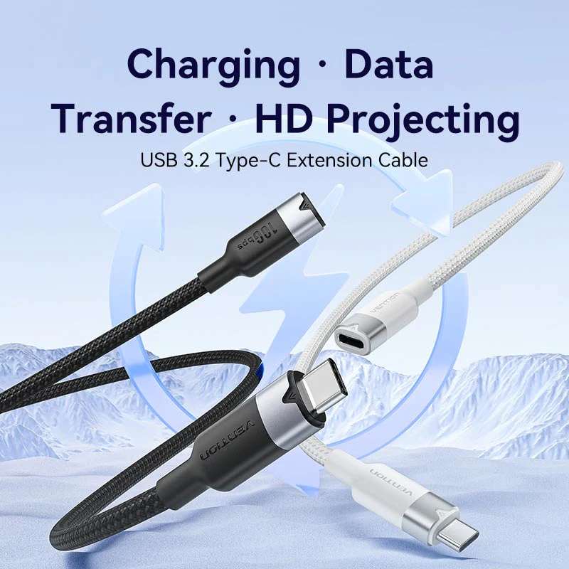 Vention USB 3.2 Gen2 C Male to C Female 10Gbps Extension Cable Aluminum Alloy Type - Image 3