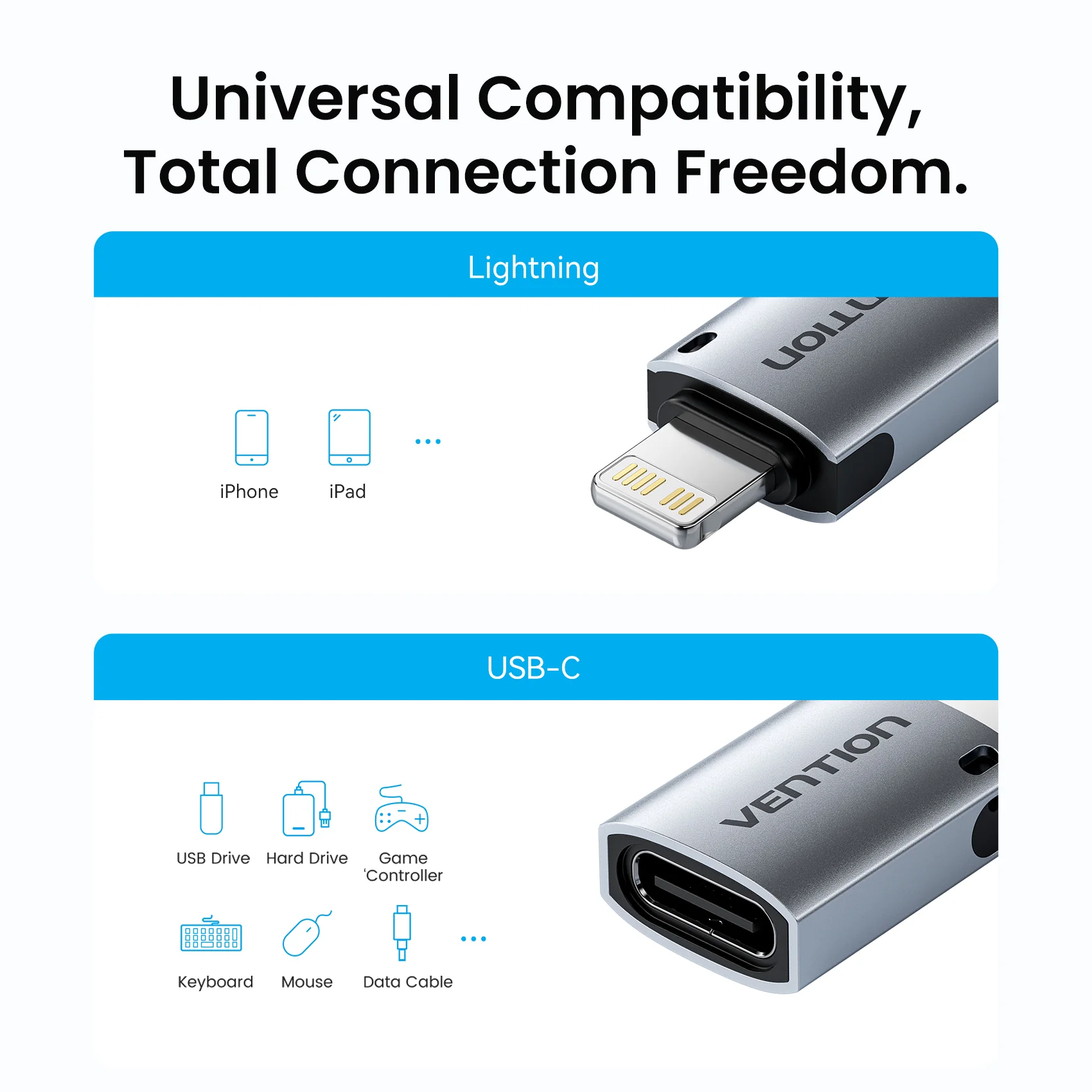 Vention USB-C Female to Lightning Male OTG Adapter - Image 7